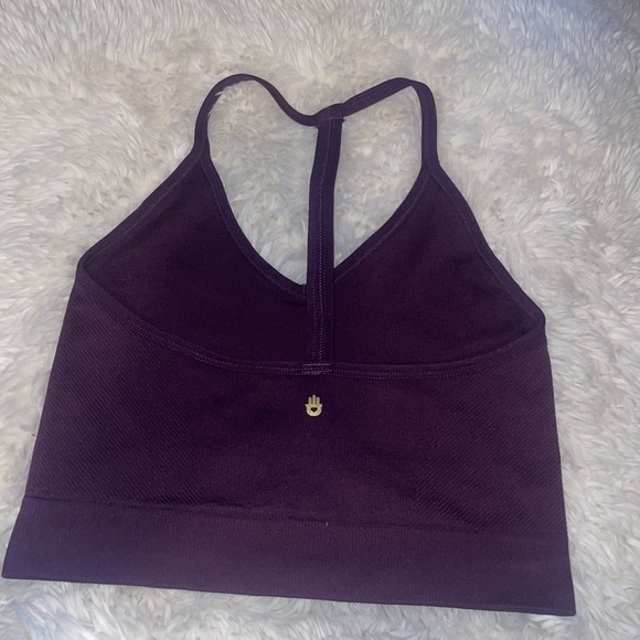 Spiritual Gangster Icon Seamless T-Back Sports Bra, Blackberry size Medium - Picture 2 of 4